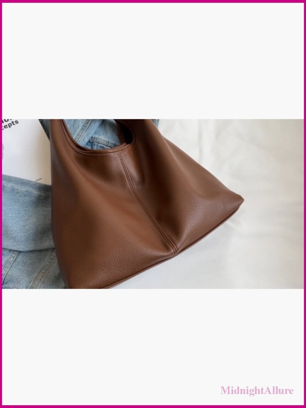 Slouchy Hobo Tote Bag Set - Soft PU Leather Shoulder Purse 2-Pack - Picture 7 of 7